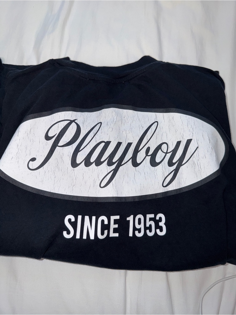 PLAYBOY Black Short Sleeve Tee with Script Chest Logo - Picture 3 of 4